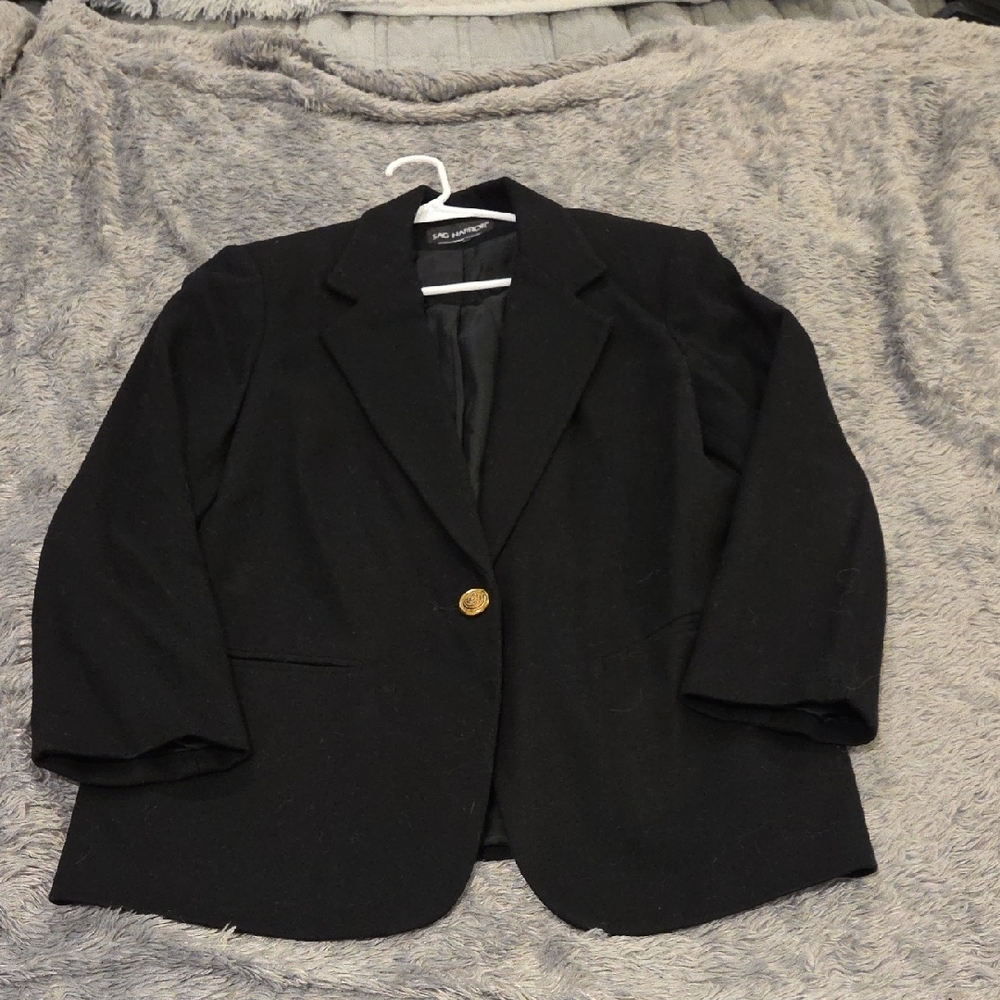 Sag Harbor Black Single-Button Blazer with Gold Accent Size 8!